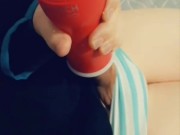 Femboy cums in onahole a third time while waiting for his PH upload