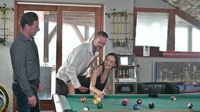 naughty babe lucy mendez takes a dp pounding during pool game gp3250