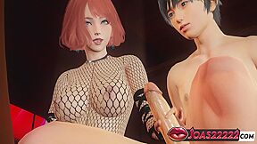 Car Toon - Redhead Haylee Wears A Bdsm Fishnet Bodysuit At The Club In 3d Animation - Handjob Near, Big Dick Stroking, Sloppy Blowjob