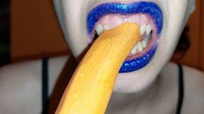 I chew and eat a carrot