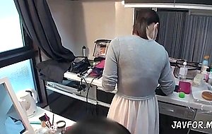 Asian teen babe masturbating on bed