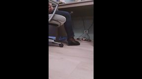 Home office fun and footjob