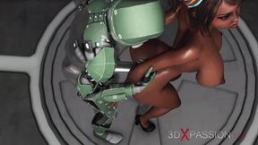 Horny black girl gets fucked hard by sex android in base camp on exoplanet