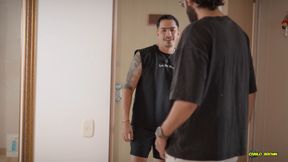 Neighbor Mistake! Shy Guy Deepthroats Huge Cock &amp; Gets Raw Creampie