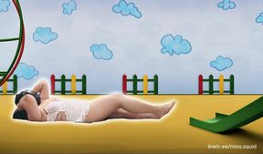Miss Squid Exercises in White Lingerie