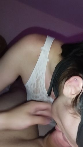 Hot 18 Girl From Poland Doing Blow Job with Butt Plug Sexy Bodystocking Lingerie and Bondage