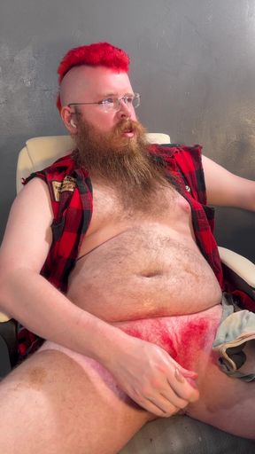 Looking at porn and enjoying a good long jerk