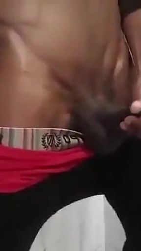 Wanking my big black dick in shower cumming hard