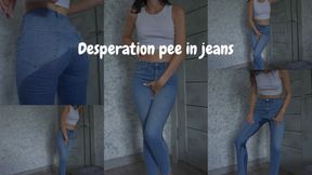 Female Real Desperation Pee In Jeans Because Locked the Door