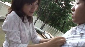 Lewd Japanese milf Kana Shimada gives a head to her colleague