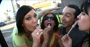 Horny porn stars lure lucky guys in bangbus to fuck them hard