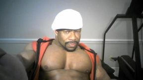 Ebony Muscle Dad Displays Parts of Nude Body