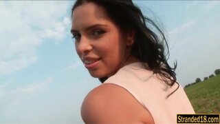 Busty teen Kira Queen pounded in public