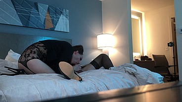 Dominatrix Removes Crossdresser from Chastity then Sucks Cock