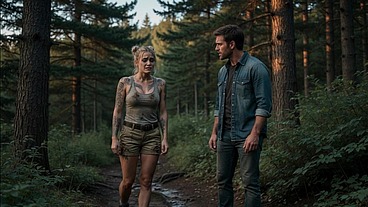 Lost in the woods and ended up getting fucked in a stranger's cabin - AI-generated content