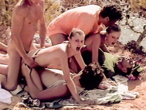 Sandrine & Christelle, orgy on the cliff