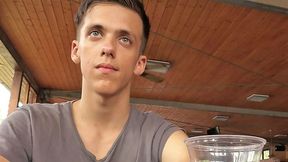 Scrawny Czech slut takes a monumental facial outdoors