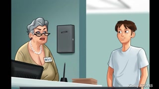 Summertime Saga Old woman manipulates young man into fucking her in the hospital store room