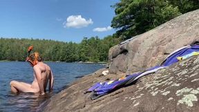 Canadian Fellow Sunbathes in Swim Trunks Before Unclothing for a Bare Snorkel