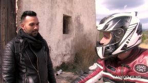 Straight boys, the biker and the guy who hitchhiking
