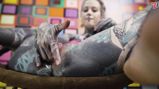 Solo Ass fucking Getting off - Pinkish Lace Harness and Steel Fucktoy