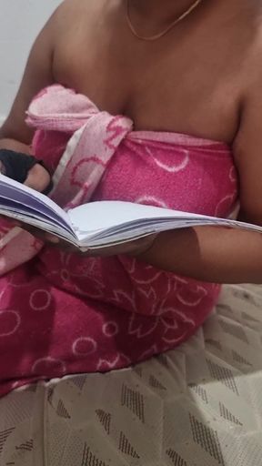 Sri Lankan Aunty and Stepson working on School Homework