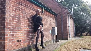 Crossdresser Gina Outdoors and Peeing