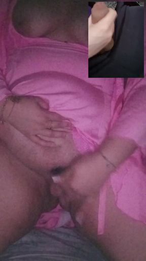Video Call Pleasure: Dildo Girl &amp; Jerking Guy Cum Together