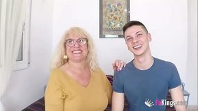 Blonde GILF Fina gives amateur blowjob then rides cock doggystyle