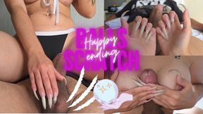 (1080p) BALLS SCRATCH ALERT! Scratching with happy ending!! Long natural nails lovers