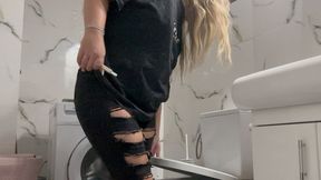 Blonde Bombshell Gets Freaky on the Toilet After Satisfying Her Cravings