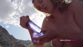 Amateur Molly Pills exposes her big ass and big boobs while pleasuring