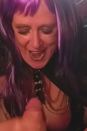 Horny Granny in Carnival Costume Sucks a Hard Cock