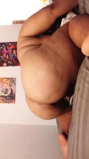 Ebony BBW explores double penetration while masturbating