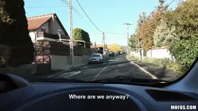 Tricia Teen gets a roadside blowjob from Alexis while waiting in line for