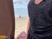 Very high handjob risk on crowded beach - Real Amateur