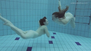 Two hot hairy beauties underwater