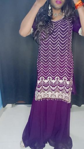 Indian crossy hot wearing her stepmom satin bra panty and dress