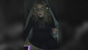 Tgirl Chilling, smoking and teasing herself