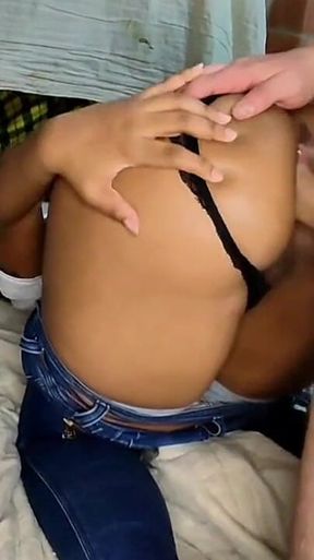 my husband's son grows his cock when he sees my ass in jeans and ends up giving me a hard fuck in my ass Gaping anal