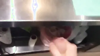 Bartender Jerks Off Behind the Counter at Work
