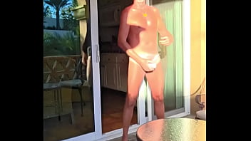 Pervy PapiFachero always takes a few thongs with him on vacation, here he&#039_s enjoying an afternoon stretch on his balcony ...
