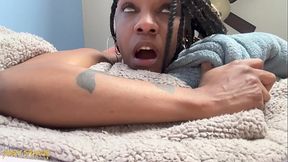 Big tits BLACK MILF Pov Blowjob &amp_ SQUIRT for white king
