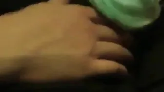 Sissy crossdresser in pantyhose rips them open for a cumshot