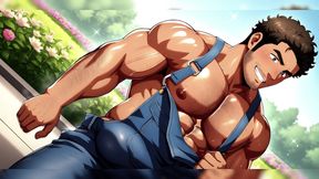 Hot Hunks Teasing Outdoors Made with Ai