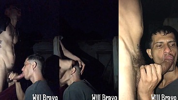 Dotado e grosso me botou pra mamar na casa abandonada e ainda leitou minha boca
