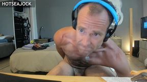 jacking a load out while riding a big dildo on zoom