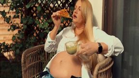 Italian stepmom overate in a restaurant MOV