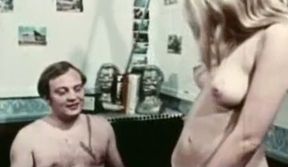 Chubby mature white dude receives blowjob from cute blondie