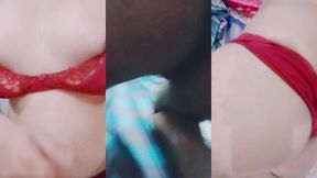 indian trans woman gaurisissy in red honeymoon bra panty looking so hot and sexy